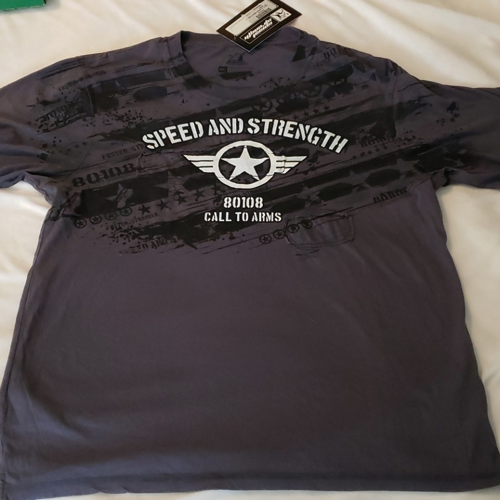 Speed & STRENGTH Moto Racing Tee NWT "Call 2 Arms"